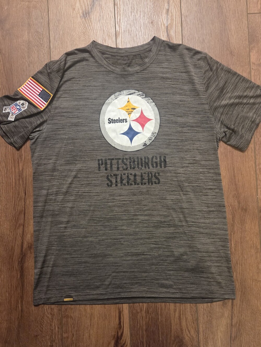 Nike Dri-Fit Pittsburgh Steelers Salute to Service Heather Olive Gray Logo Tee